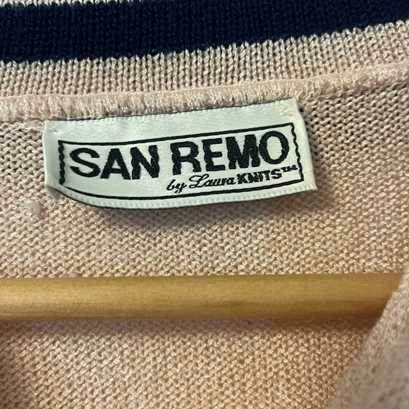 Elegant Pink and Blue Knit Cardigan Sweater - Picture 3 of 4